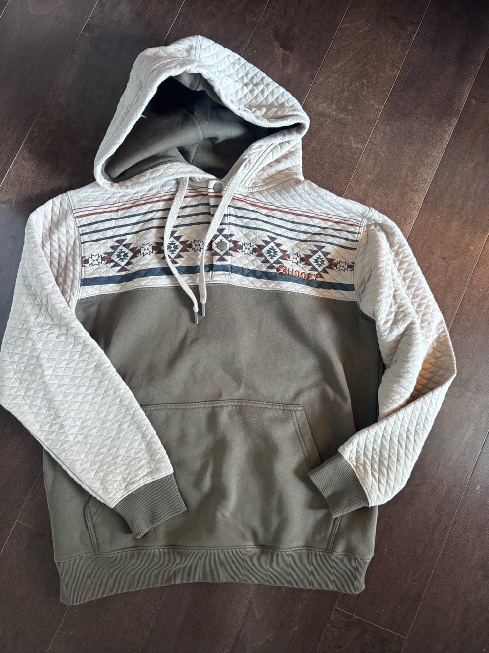 Men’s Hooey Quilted Hooded Pullover Sweater-sweatshirt Size Medium